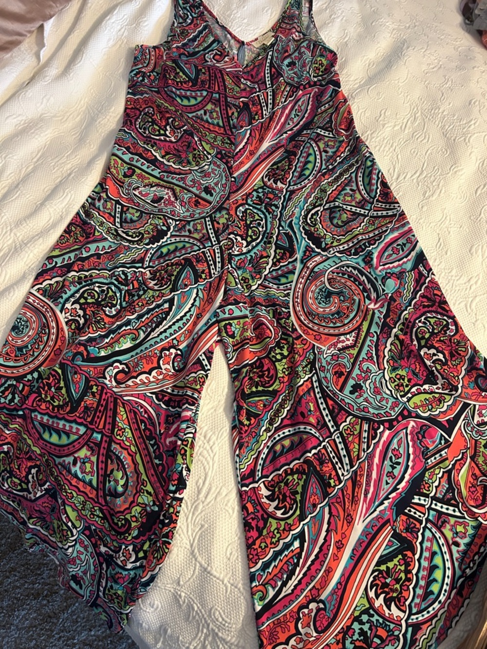Women’s Prelude Multicolor Paisley Wide-Leg Jumpsuit/Romper Small, Beach Vacay